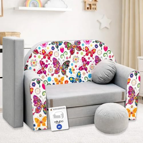 millybo Kindersofa Kinder Couch mit Schlaffunktion ausklappbar 3in1 Kinder Sofa Spielsofa mit Bettfunktion Mädchen Jungen Sitzsack Minisofa Schlafsofa Kinderzimmer Schlafsessel (A33)
