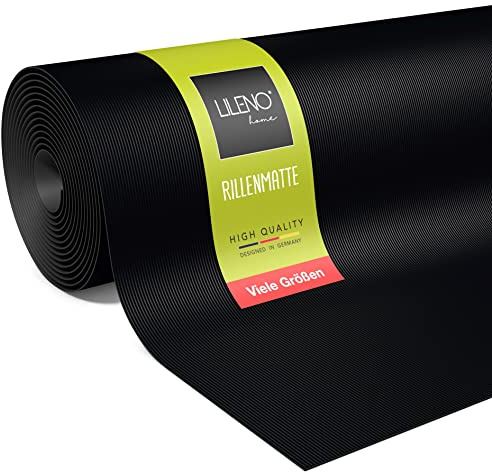 LILENO HOME Räfflad gummimatta, metervara, 220 x 100 cm, gummilöpare, spårmatta (3 mm) som verkstadsgolv, halkmatta, arbetsbänksbeläggning och golvmatta, gummimatta för källare, släpvagn, garage