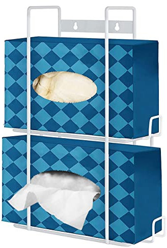 Stock Your Home (White Metal Double Gloves Dispenser, Tissue Box Shelf, Glove Box Holder Wall Mount, For Kitchen, Cleaning Closet, Lab, Exam, Office