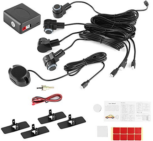 Qiilu Sensori Parcheggio Auto 65dB Retromarcia per Auto Parcheggio Posteriore Kit 4 Sensori con Suono di Allarme di Assistenza Al Parcheggio Intelligente Kit Allarme