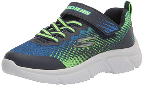 Skechers Boys Go Run 650 Norvo Sneaker, Navy Lime Textile Navy Synthetic Lime Tri, 9 UK Child