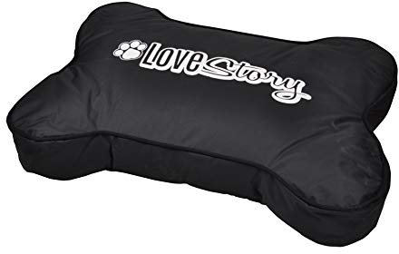 Dynamic24 Design Hunde Matte Knochen 100x70 wasserdicht Kissen Hunde Katzen Bett Schlafplatz schwarz
