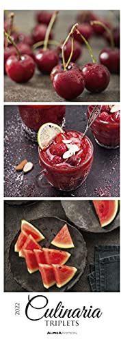 Culinaria - Triplets 2022 - Streifenkalender XXL 25x69 cm - Bildkalender im Hochformat - Küchenkalender - Wandkalender - Wandplaner: Streifen Küchen-Kalender - - Wand-Kalender