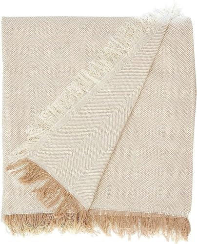 Martina Home Spiga Foulard Multiuso, 80% Cotone, 20% Poliestere, Ecru e Beige, 130 x 180 cm