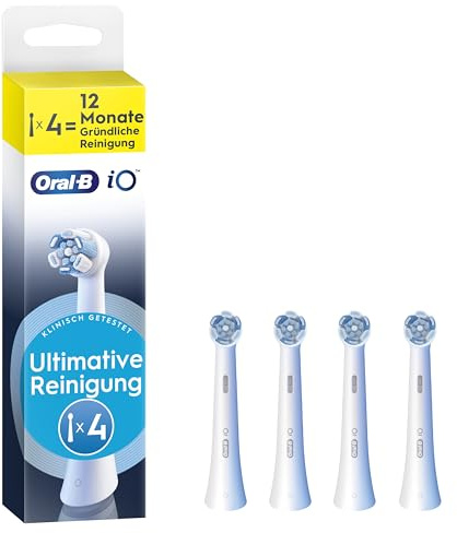 Oral-B iO Ultimative Reinigung, Original Aufsteckbürsten für elektrische Oral-B iO Zahnbürsten, 'Borsten-in-Borsten' Bündel, Weiß, 4 Stück