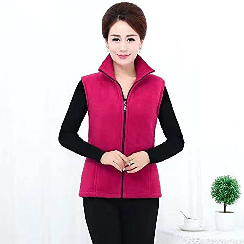 Manteaux Sans Manche Femme Chaud,Gilets Et Chauffe-Corps Pour Femmes Col Montant Gilet En Polaire Fuchsia Avec Poches Zippées Gilet De Mode Pour Dames Cadeau De Noël Pour Le Camping En Plein Air,