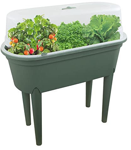 GEEZY Raised Garden Bed Planter Box Outdoor Patio Greenhouse Flower Vegetable Grow Box with Lid & Legs Green - Durable, Portable & Versatile Planter for Small Spaces & Easy Planting & Care