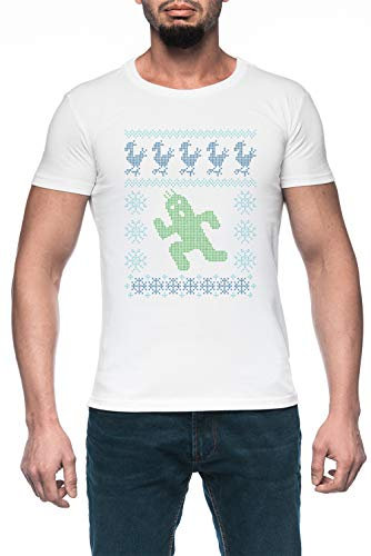 Luxogo Noël Cactus Homme Blanc T-Shirt Manches Cortes Men's White T-Shirt XS