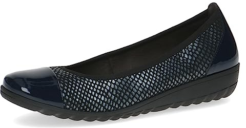 Caprice Ballerines Femme en Cuir à Talon compensé, Bleu (Ocean Comb), 40 EU