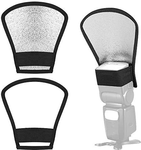 Sixfolo 3 Pezzi Diffusore Flash Universale Pieghevole,Diffusore Riflettore Piccolo Portatile,diffusore Flessibile flash Argento Bianco con Elastico Compatibile per Nikon Canon Yongnuo Softbox Flash
