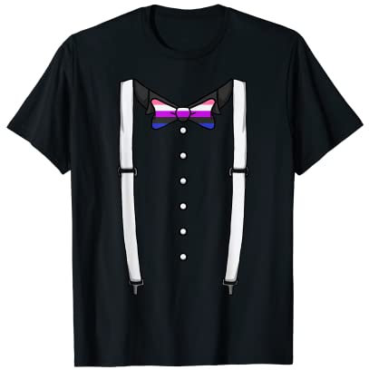 Genderfluid Fliege Hosenträger Kummerbund Fliege T-Shirt