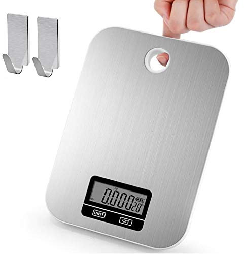 Bilancia elettronica, bilance digitali, bilancia da cucina digitale 5Kg/1g Bilance elettroniche da cucina in acciaio inossidabile Bilance da cucina ad alta precisione for alimenti con gancio a muro Mi