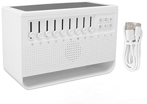 Tyenaza Humidificador Esencias Diffuser, Máquina de Aromaterapia con Sonido Blanco que Simula Llama, Humidificador con 8 Niveles de Ruido Ajustables, para Dormitorio Oficina Dormir Meditación Trabajo