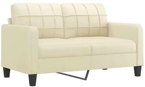 VidaXL Sofá de 2 Plazas de Cuero Sintético Color Crema 140 cm, Asientos de Salón, Tapizado, para Dos Personas