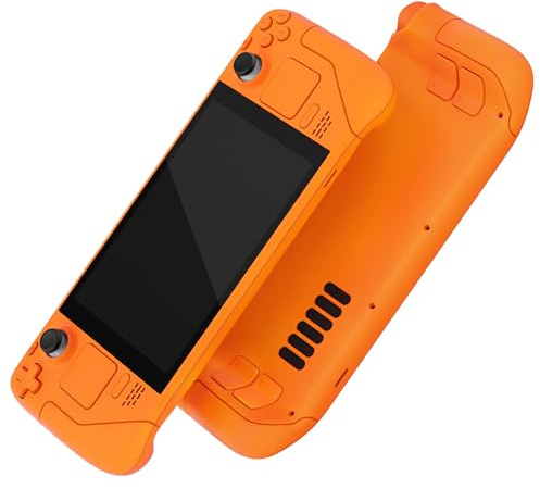 eXtremeRate Royal Orange Custom Faceplate Back Plate Shell for Steam Deck LCD, Handheld Console Replacement Housing Case, DIY Full Set Shell with Buttons for Steam Deck - Console Without