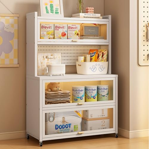 YUZES Küchenschrank,Buffetschrank,Mikrowellenschrank mit Rollen,Bäckerregal mit Klapptür,für Küche, Wohnzimmer, Schlafzimmer,Küchenregal,Aufbewahrungsschrank (Size : 80x42x151cm)