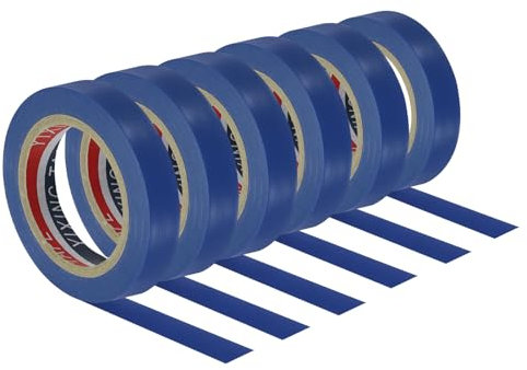 PATIKIL 32.8 Pies Agarre Acabado Cinta, 6 Paquete PVC Raqueta Acabado Cintas Raqueta Accesorios Adhesivo Sello para Tenis Bádminton, Azul