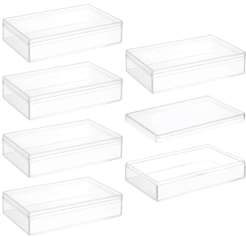 BENECREAT 6 Stück Acryl Aufbewahrungsboxen, 11x7x2.5cm Rechteckige Aufbewahrungsbehälter mit Deckel, Clear Display Box Für Hochzeit, Party, Schmuck, Bastelzubehör