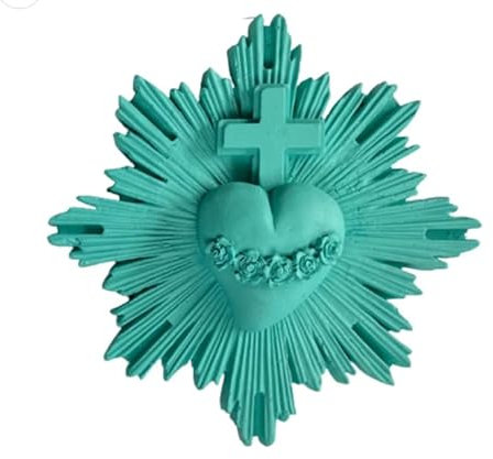 Ex-voto Wanddeko Herz Vital blau splash 16 cm Durchmesser 5 cm dick Gips