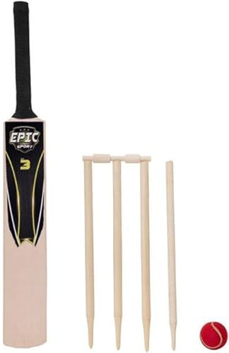 Gift Idee ® Cricket-Set mit Tasche | Cricketschläger-Set aus Holz der Größe 3 | Kinder-Cricket-Sport-Trainingsset | Outdoor-Sportausrüstung | Gartenspiele für Kinder, Camping- und Urlaubsspiele | Ab