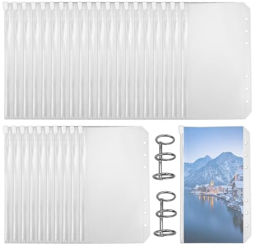 30 Stück A6 Binder Taschen, Klarsichthüllen A6 Ringbuch Budget Planner Deutsch Zubehör Loseblatt Taschen für Geldscheine Aufbewahrung Notizbücher Dokumente