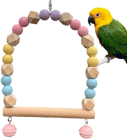 Vogelschaukel Spielzeug | Haustier Vogelkäfig Hängematte Schaukel | Vogelkäfig Zubehör Natürliche Vogelschaukel Kauspielzeug Glocken Vogel Hängende Spielspielzeug für Sittich, Sittich,