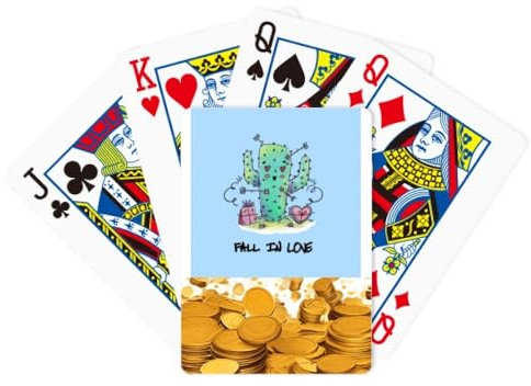 no/no Fall In Love Cactus Jeu de cartes de poker doré Art déco