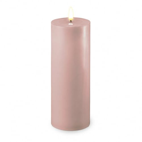 ReWu LED Kerze Deluxe Homeart, Indoor LED-Kerze mit realistischer Flamme auf einem Echtwachsspiegel, warmweißes Licht - Rose 7,5 x 20 cm
