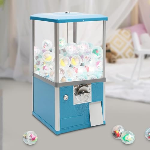 LSHFYV Kaugummiautomat mit Kapseln, Verkaufsautomaten für Unternehmen, kommerzieller Bonbonspender für runde Kapseln, Gummibälle, Hüpfbälle Bonbonautomat für 4,5–5,5 cm große Kugeln,Blue