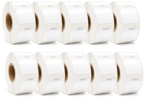DOREE 10 Rollen S0929120 Aufkleberetiketten, kompatibel mit Dymo S0929120, 25 mm x 25 mm weiße Etiketten, für Dymo LabelWriter 4XL, 450, 400, 330, 320, 310 (750 Etiketten pro Rolle)