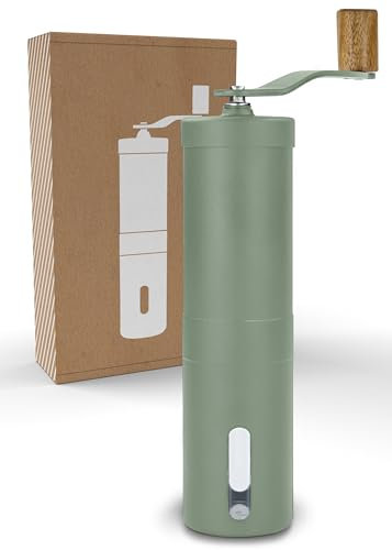 Lambda Coffee Molinillo de café manual de acero inoxidable y aluminio, molinillo de café con mecanismo de acero inoxidable o mecanismo de cerámica (verde, molinillo de café con mecanismo de cerámica)