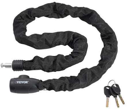 VEVOR Bike Chain Lock, 3.94 Ft Combination Bicycle Chain Lock with 4 Keys, Heavy Duty Anti-Theft High Security Bike Locks, Perfect for Bike, Motorcycle, Scooter, Bicycle, Door, Fence or Gate, 8mm