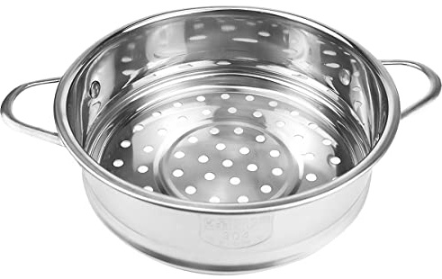 Stainless Steel Steamer Pot - 6.3 Inches Round with Cooking Rack and Food Steamer Basket Insert for Kitchen Dim Sum Dumplings Bun (16cm)