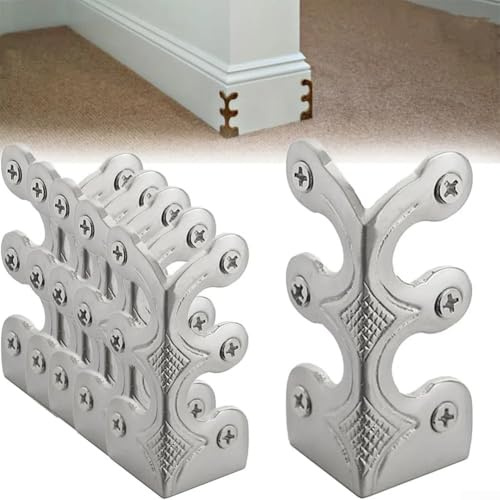 6 PCS Baseboard Corner Protectors, Iron Skirting Board Corner Protectors, Vintage Metal Corner Protector(Silver)