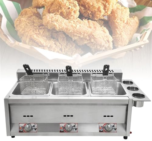guoyjmm Friteuse à Gaz Professionnelle, Friteuse Commerciale en Acier Inoxydable, Contrôle de Température Autonome, pour Frites, Beignets de Dinde, Cuisine Domestique