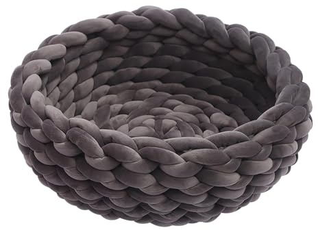 Lit pour chat-lit pour animaux de compagnie en fil épais doux, panier de lit pour chat pour chien chaud, maison pour animaux de compagnie tissée à la main confortable, meubles d'intérieur pour chat, f
