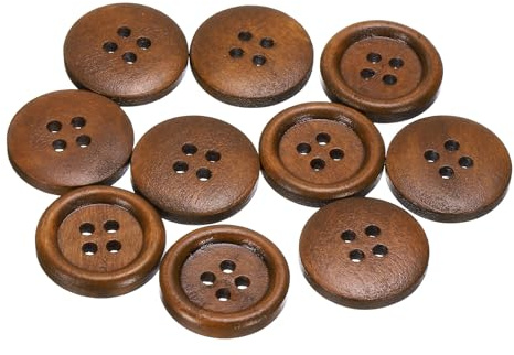 QUARKZMAN 10 piezas de 32L Botones de Costura de Madera 4/5 (20mm) 4 Agujeros Botones Redondos de Madera de Repuesto para Manualidades de Ropa DIY Decoración, Café