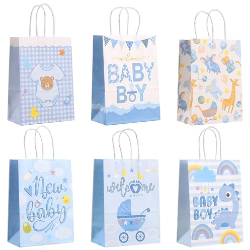 Sacs Cadeaux avec Poignée, XJLyaya18 Pièces Sac Kraft, Pochettes Cadeau Papier, Sachet Cadeau, Sac Cadeau en Papier Kraft, Pochettes Cadeaux Colorés pour Anniversaire Mariage Fête (couleurs fraîches)