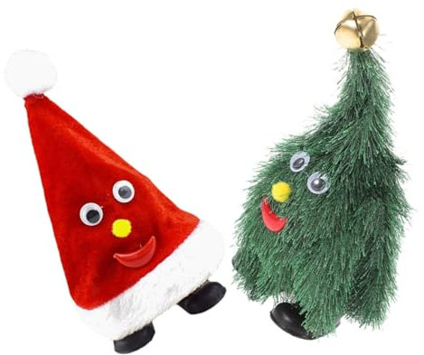 Homoyoyo 2stücke Musikalische Tanzende Weihnachtsdeko Weihnachtsbaum Und Weihnachtsmütze Plüschspielzeug Interaktive Dekoration Für Junge Mädchen Und Erwachsene Festliche Stimmung Für Zuhau
