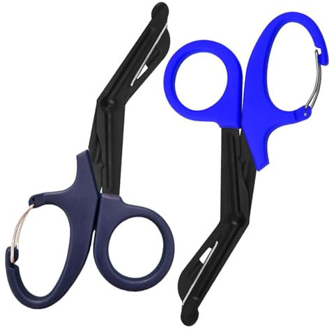 2 Pezzi 19cm Forbici Infermiere Forbici Per Garza Con Fibbia Per Fasciatura Garza Bende,Campeggio,Riparazione,Emergenza (Blu e blu marino)