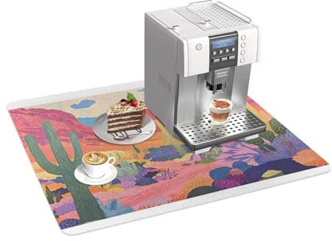 deserto con fiori in fiore di cactus tappetini da caffè per macchina da caffè assorbente rapido tamponi macchina per contatore