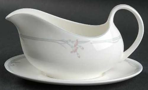 Royal Doulton Carnations Pattern Gravy Boat and Stand - Fine Bone China
