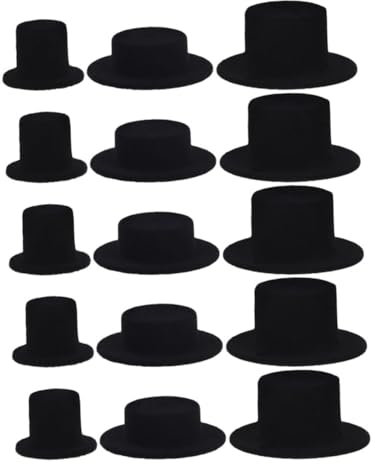 Veemoon 15stücke Mini Zylinderhüte zum Basteln Schwarze Winzige Clownshüte Hütchen für Partydekorationen Geschenke für Geburtstag Ornamente aus Filz für Diy-projekte und Accessoires