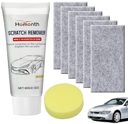 60g Car Scratch Remover Set - Easy To Use, Car Scratch Repair Paste with 6 Nano Sparkle Cloths & Sponge, Multifunction High Efficiency Tool, Repair Paste Polishing Wax for Vehicle Finish Paint Repair
