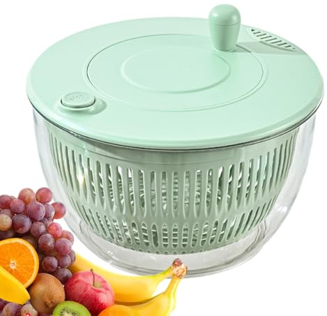 Vegetable Dryer - Pump Salad Spinner Large, Pasta And French Fries Spinner | Vegetable Dryer Grater Dryer Slicer, Pump Spinner, Multifunctional Kitchen Gadget, Transparent Design for One