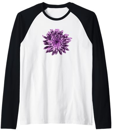 Motif fleur de dahlia noir et rose Manche Raglan