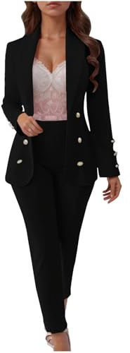Vestito Cerimonia Donna Taglie Forti Set Da Lavoro Eleganti Casual Aperto Davanti Colletto Tailleur Da Cerimonia Manica Lunga Complete Due Pezzi Giacche E Pantaloni Oversize Abito Da Cocktail