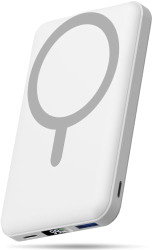 AOGUERBE for MagSafe Wireless Power Bank, Magnetische Powerbank 10000mAh | USB-C in&Out, 22,5W Schnellladung Akkupack, Reise-Essential, Kabelloses Ladegerät für iPhone 17/16/15/14/13/12/Pro/Pro Max