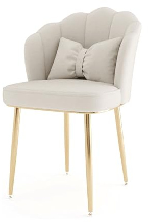 Elegant badkarsstol – böjd hög rygg vadderad sits för sovrum och vardagsrum armstödsfri design idealisk för smink och läsning elegant vit med gyllene ben