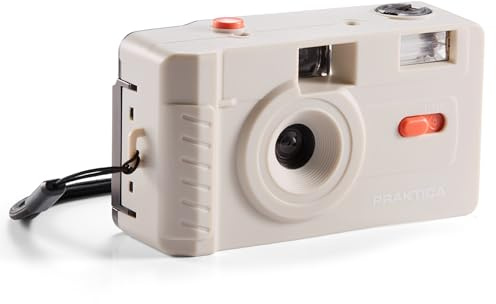 Praktica Reusable 35mm Film Camera, Cream - Retro Full Frame Focus Free Flash (Film & 1xAAA not included)